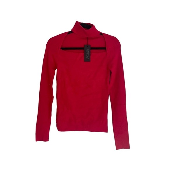 CARMAR Los Angeles Rib-Knit Turtleneck Top Sweater Red Women's Size S NWT - Picture 7 of 11